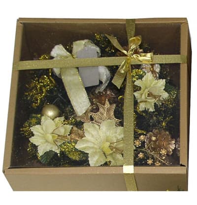 Ukras za vrata - božićni venac 30 cm zlatni