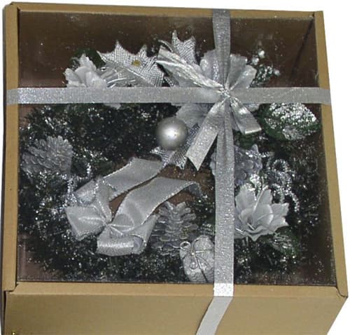 Ukras za vrata - božićni venac 30 cm srebrni