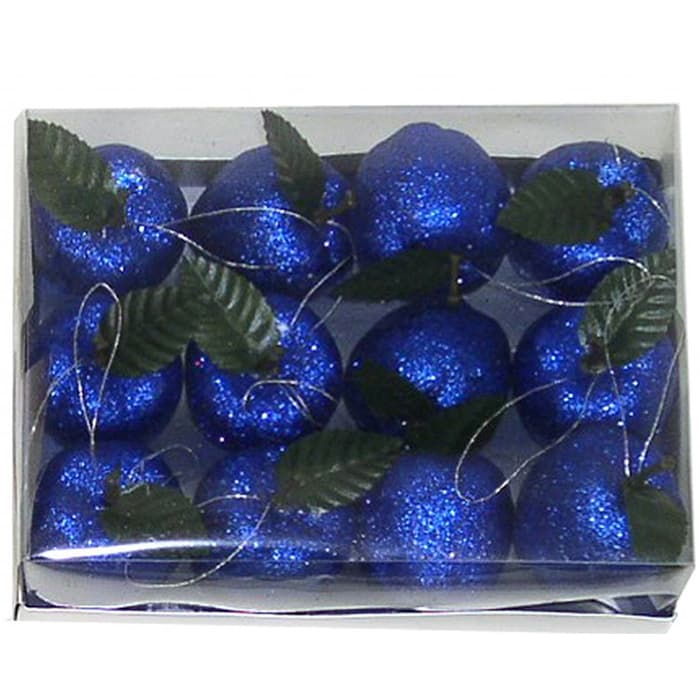 Ukras za jelku u obliku jabuke plave boje 12 kom