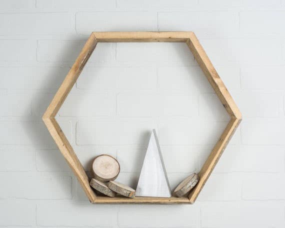 Zidna polica Heksagon natur 1 komad