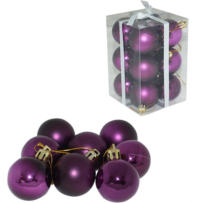 Ukrasi Za Jelku 12 komada - Kuglice 5 cm ljubičaste