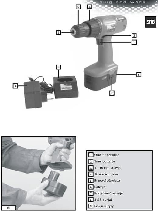 Aku bušilica CD18 sa dve baterije 120300020