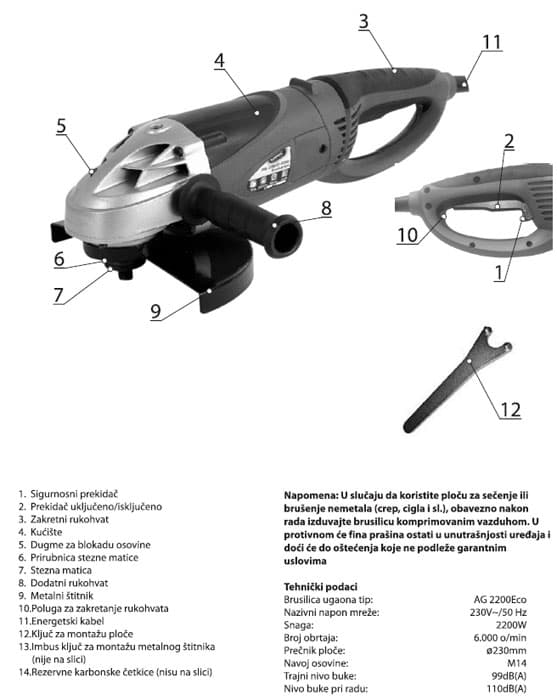 Brusilica ugaona AG2200 Evolution 120400140