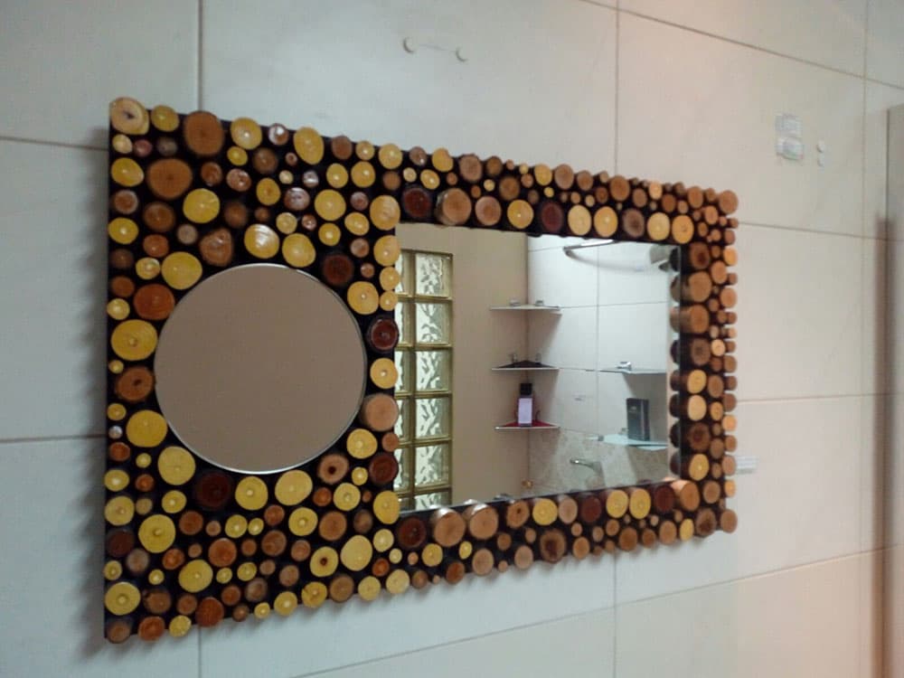 Ogledalo za kupatilo sa tikovinom 75 x 44cm