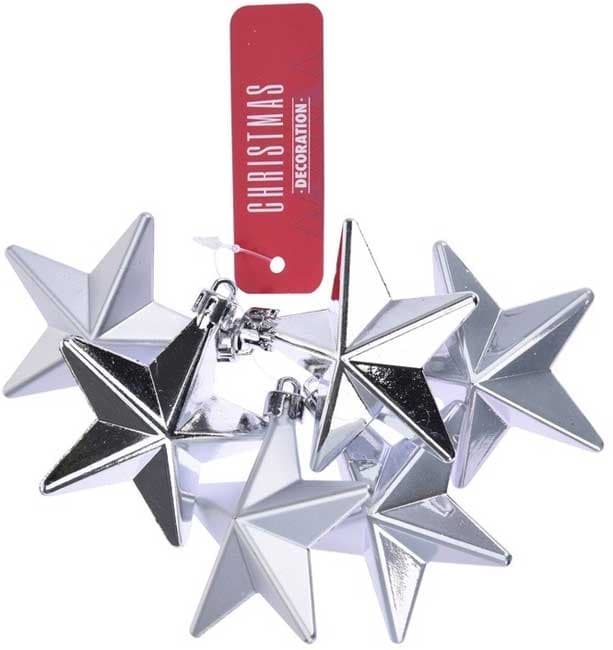Ukrasi za jelku Zvezde srebrne boje 6 kom. CAN206610