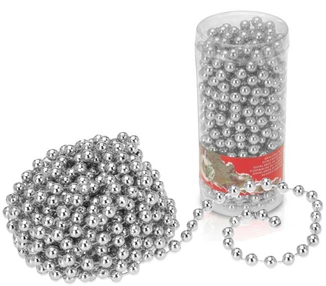 Dekorativni lančić Perlice za ukrašavanje jelke 7.5m Srebrne