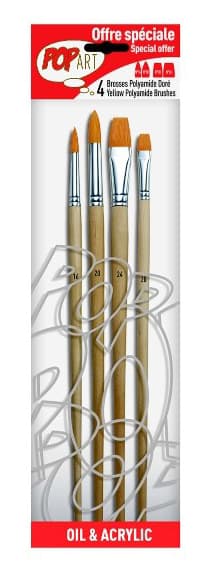 PEBEO Brushes - Pop Art - Set četkica okrugle i flah - polyamid 4kom. 670203