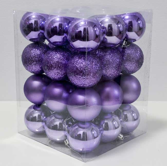 Novogodišnji ukrasi za jelku Kugle Purple 36 kom. 19004