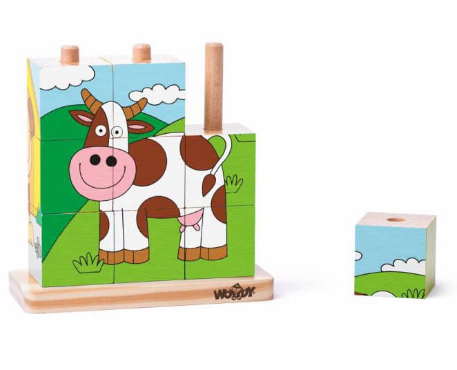 Drvena slagalica kocke na štapićima Životinje Woodyland 93055