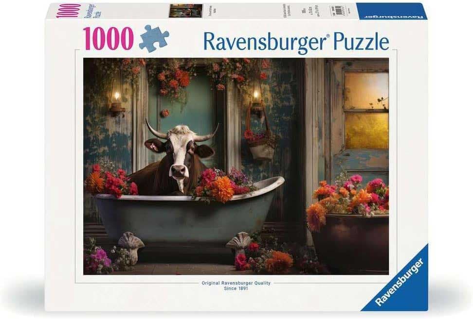 Puzzle slagalica 1000 delova Krava u kadi Ravensburger 12000782