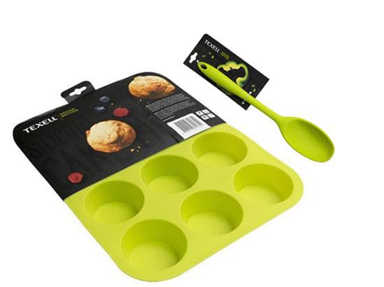 Texell set modla za mafine i projice od silikona i silikonska varjača zelena   
