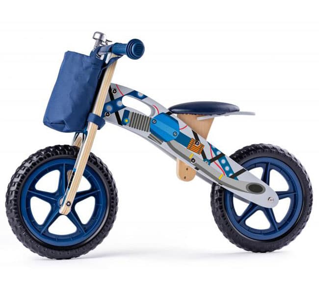 WOODY Dečiji drveni balans bicikl - bicikl bez pedala - plavi 93065