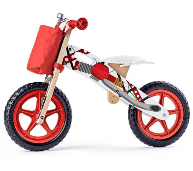 WOODY Dečiji drveni balans bicikl - bicikl bez pedala - crveni 93066