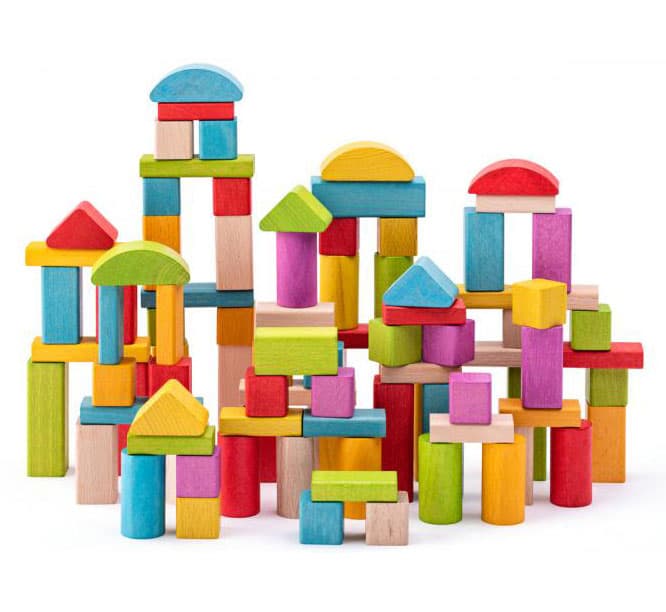 WOODY Drvene kocke - blokovi za slaganje 100 komada 90914