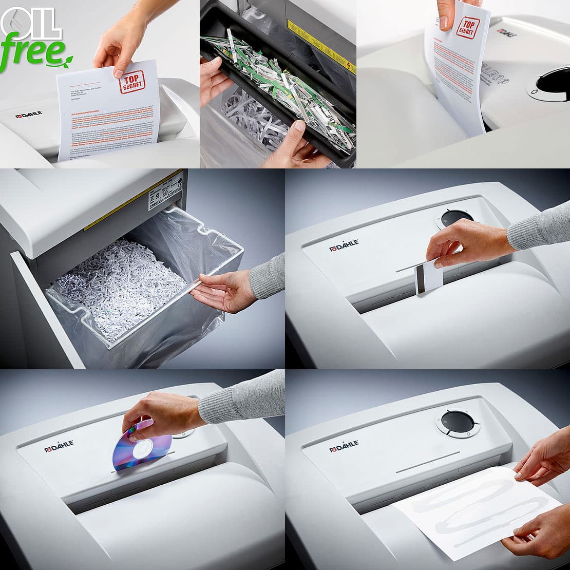 Profesionalni uništavač papira, diskova, kartica, sa točkićima Dahle 410