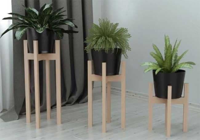 Tri dekorativna stalka za saksije bienWood BIE7001