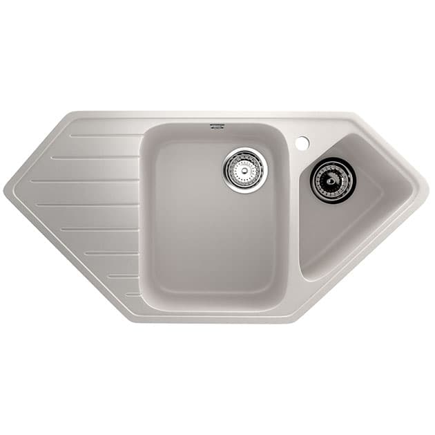 Granitna ugaona dupla sudopera sa sifonom Ulgran U409 bela