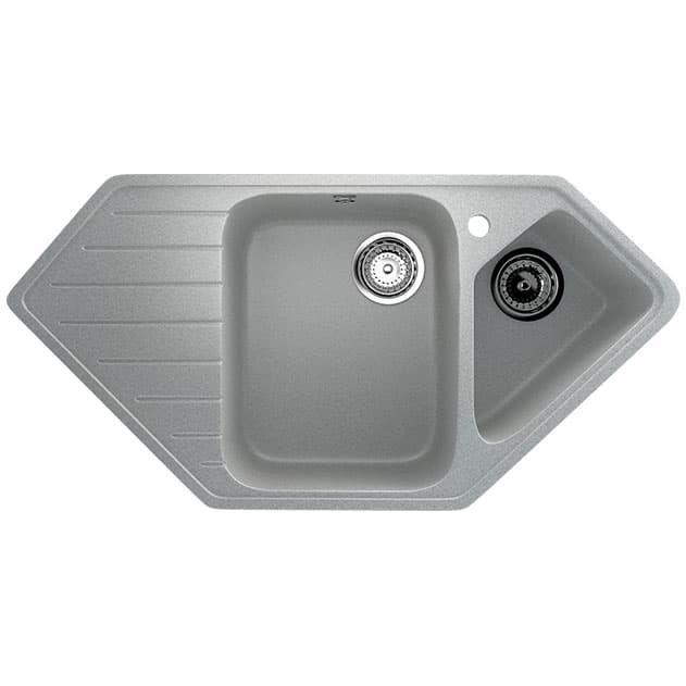 Granitna ugaona dupla sudopera sa sifonom Ulgran U409 siva