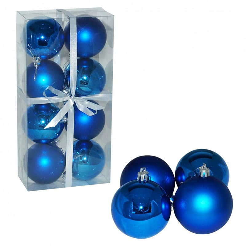 Ukrasi Za Jelku 8 komada - Kugle 7 cm Plave