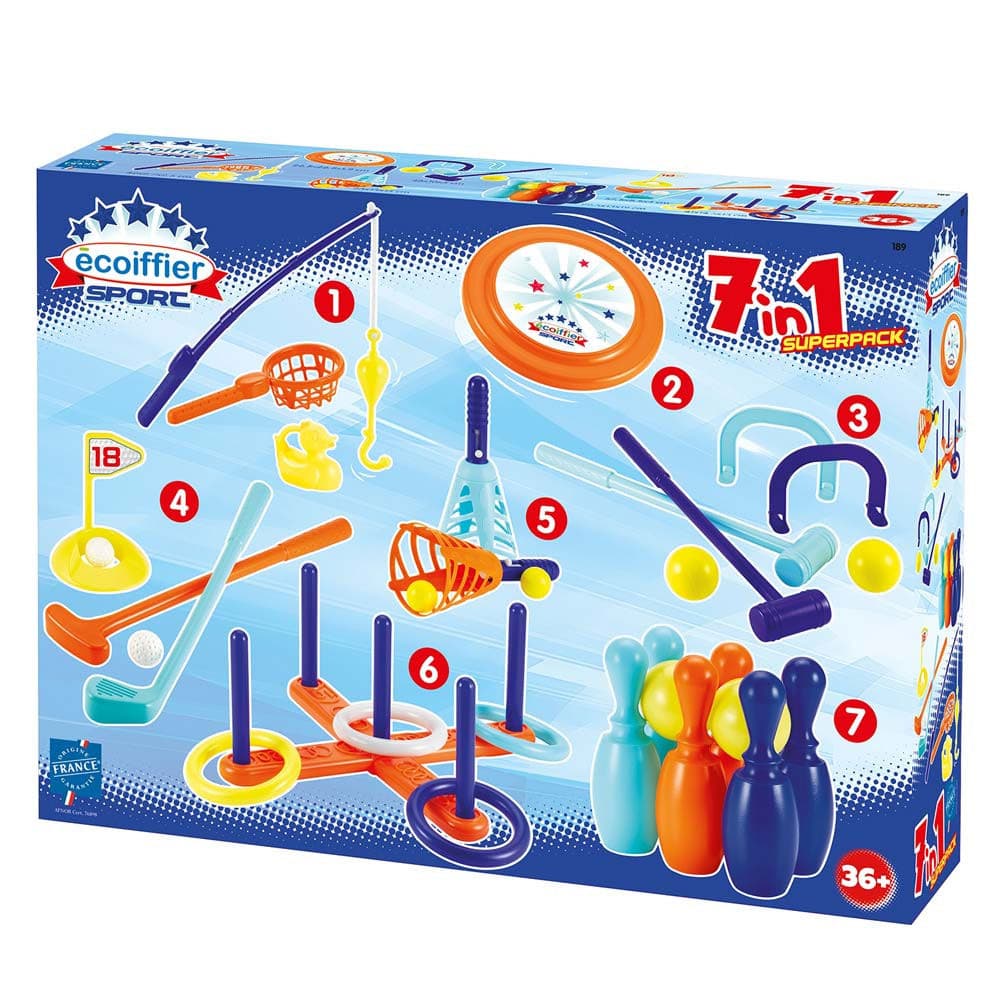 ECOIFFIER Sport - 7 u 1 Sportski set Komplet igara Kuglanje Golf Kroket Pecanje Bacanje diska SM000189