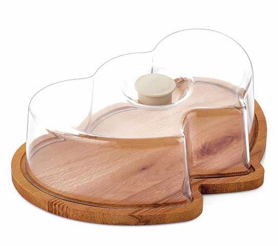 Zvono za tortu sa drvenom pločom u obliku dva srca Sinbo TAB1124