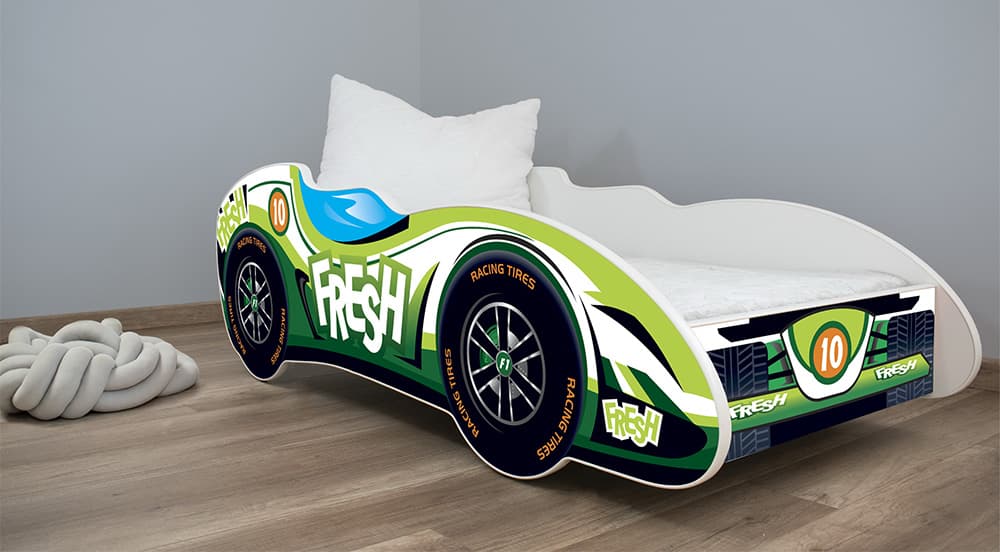 Dečiji krevet sa dušekom i letvicama formula 1 Fresh Car 140x70cm