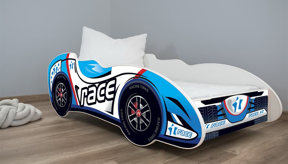 Dečiji krevet sa dušekom i letvicama formula 1 Race car 160x80cm