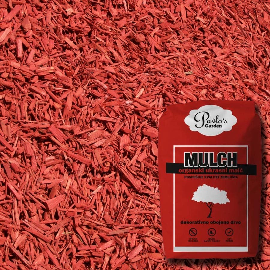 Malč Dekorativna kora drveta za dvorište i saksije - crvena