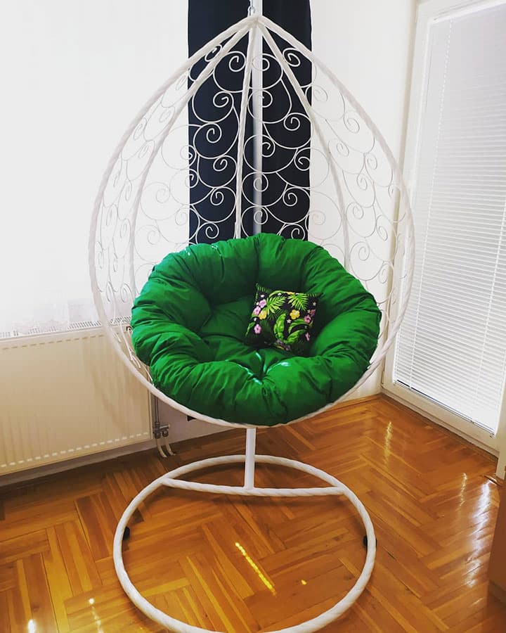 Ljuljaška Jaje - Metalna Domestico WHITE sa jastukom GREEN
