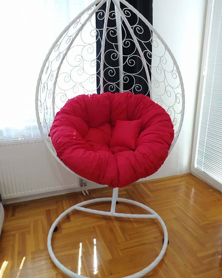 Ljuljaška Jaje - Metalna Domestico WHITE sa jastukom RED