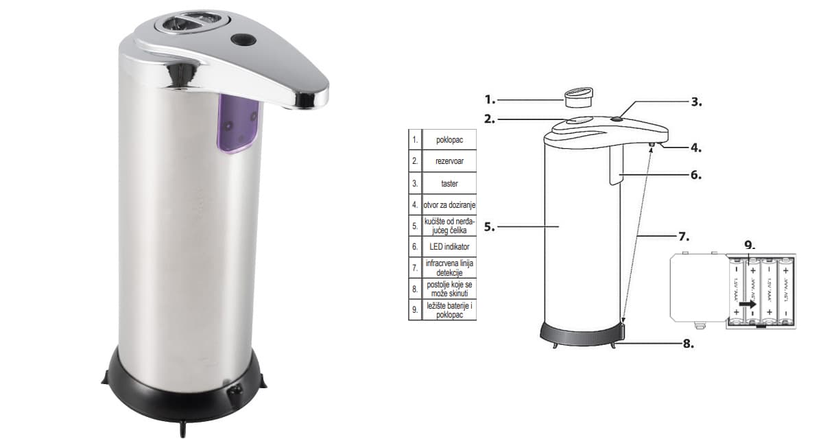 Automatski dozator za sapun sa senzorom