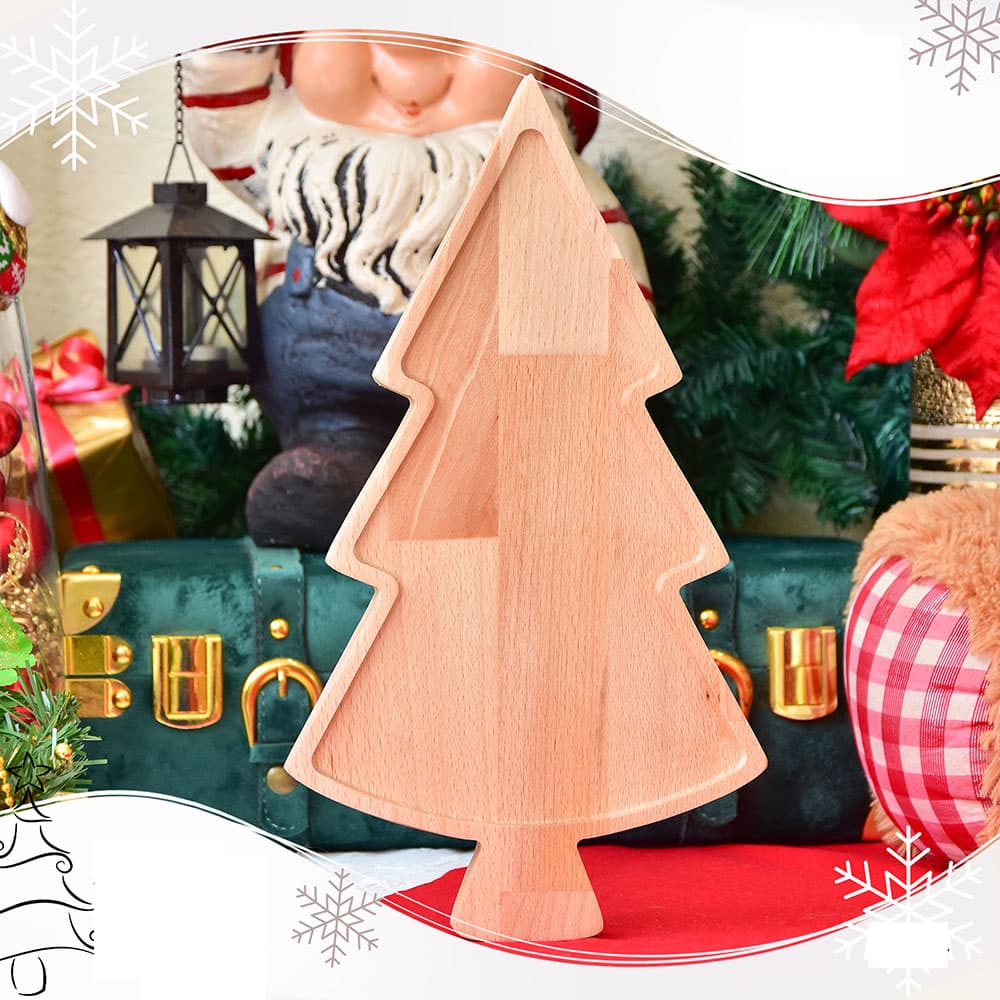 Daska od drveta bukve u obliku jelka sa jednim udubljenjem 35x20cm