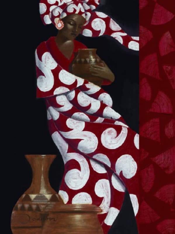 Slika - Afrička devojka sa grnčarijom 60x80cm JO4046