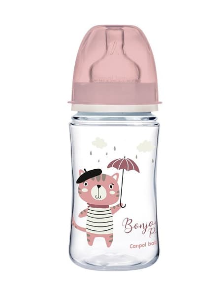 Canpol Baby flašica 240ml, široki vrat - Bonjour Paris 35/232 PINK