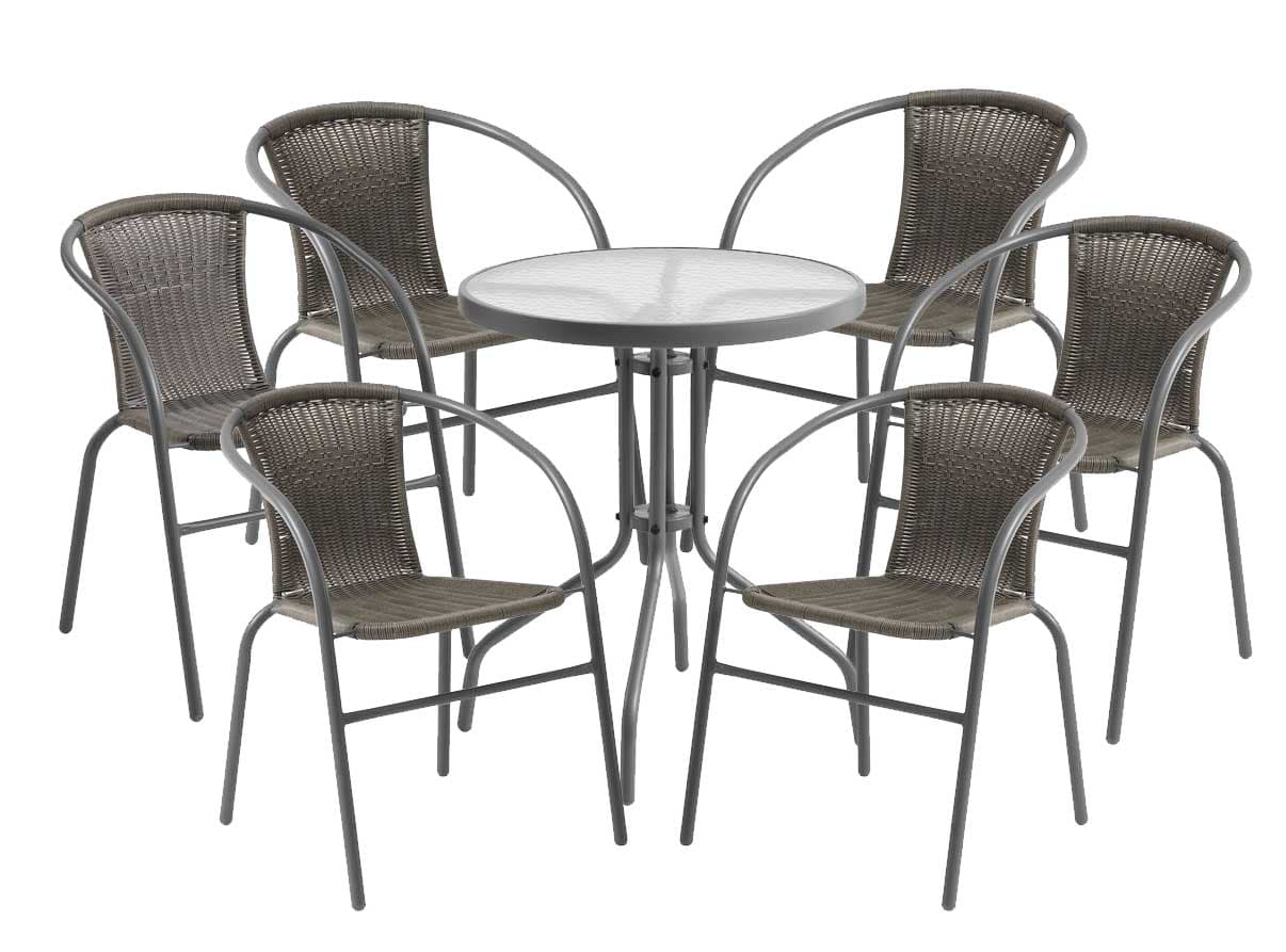 Garnitura Cristobal Grey 6 Stolica i Sto