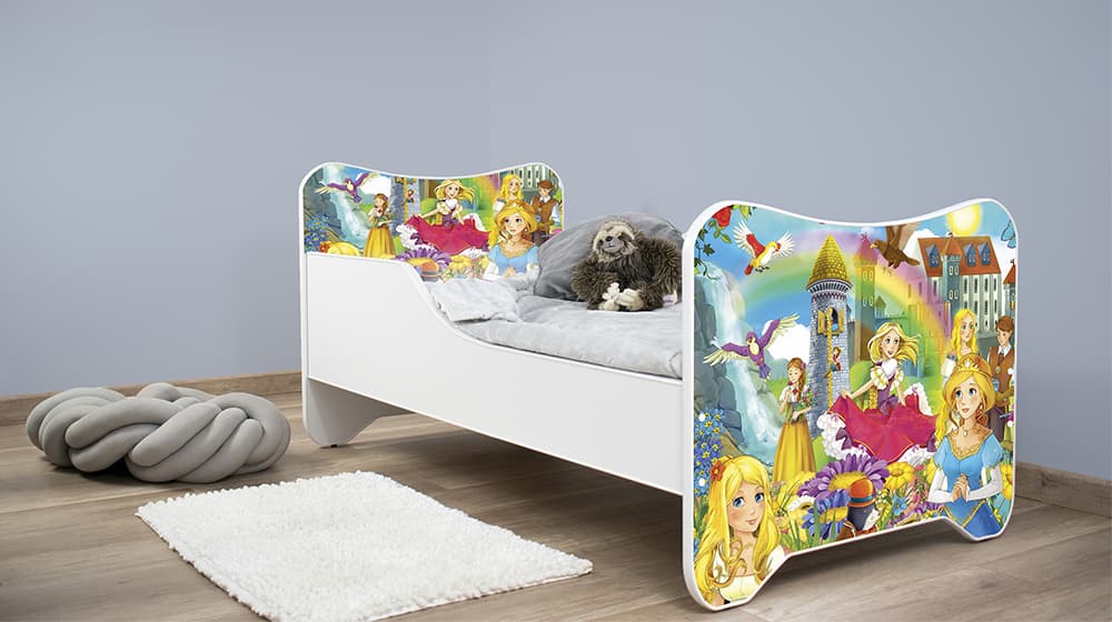 Dečiji krevet sa dušekom i letvicama 160x80 cm Happy kitty Princesses