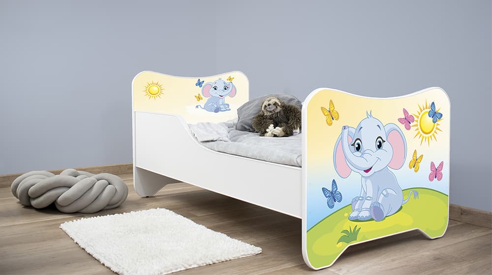 Dečiji krevet sa dušekom i letvicama 140x70 cm Happy kitty Small elephant