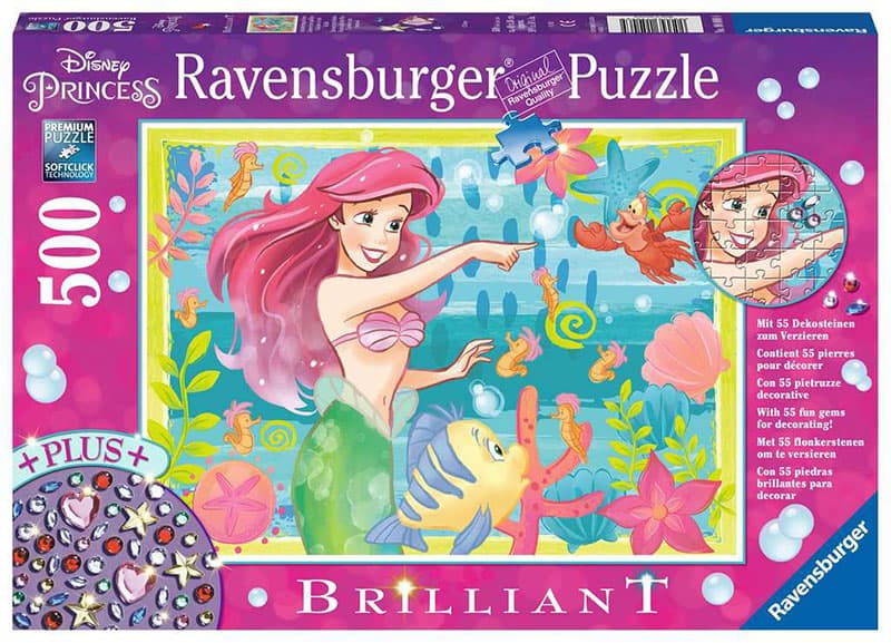Ravensburger Brilliant Puzzle - Svetlucava slagalica 500 delova Disney Podvodni raj Male sirene 13327