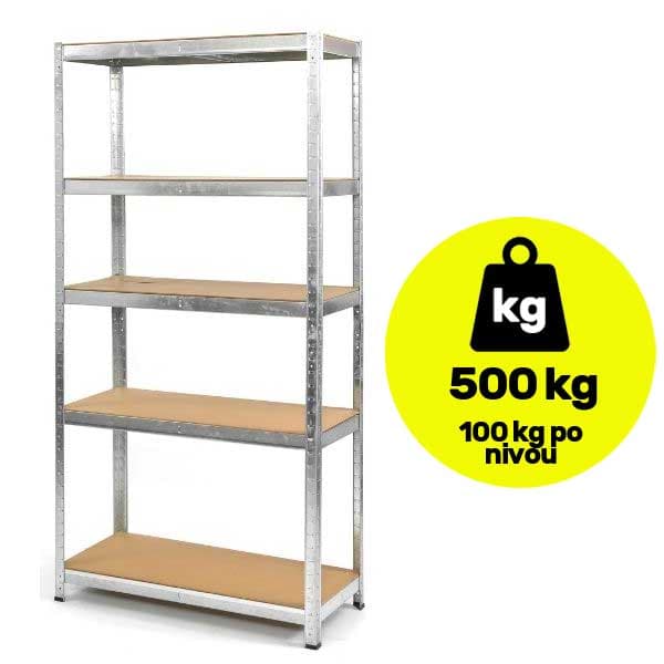 Metalna polica velike nosivosti 5x100kg 180x90x45cm