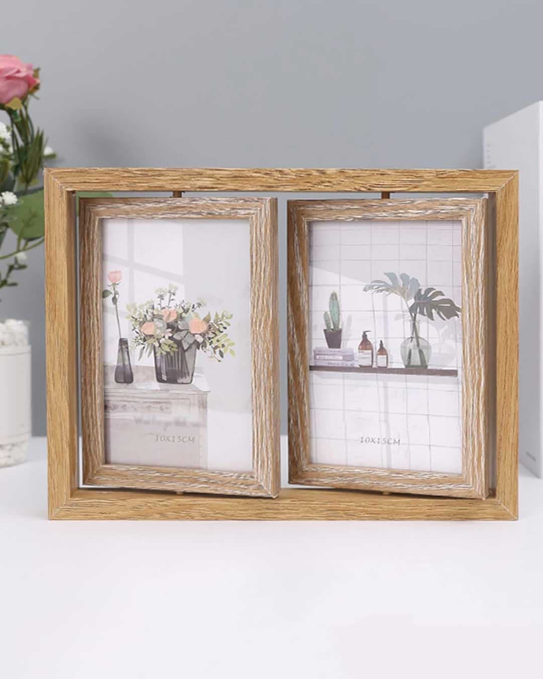 Drveni Rotirajući Dvostruki Ram Za 4 Slike