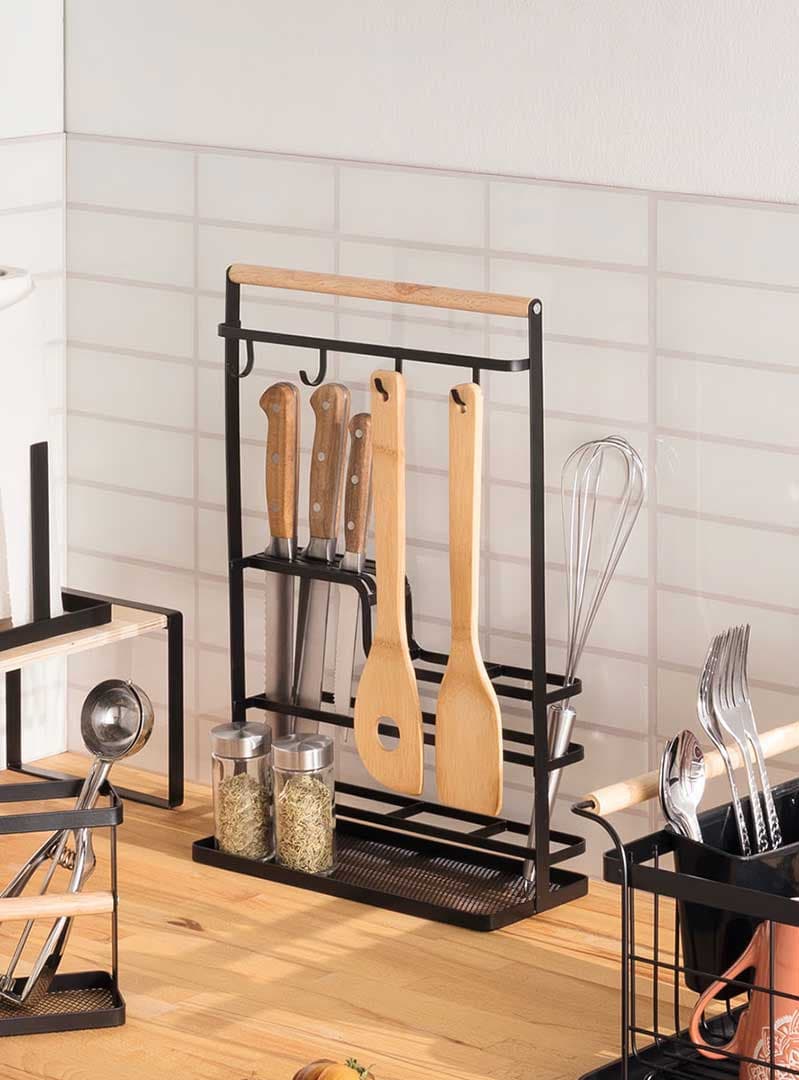 Polica Za Kuhinjski Pribor Bambus - Metal 5five Simply Smart