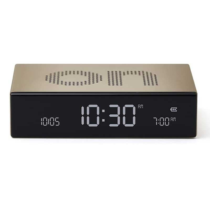 Reverzibilni stoni sat sa alarmom Lexon Flip Premium Gold