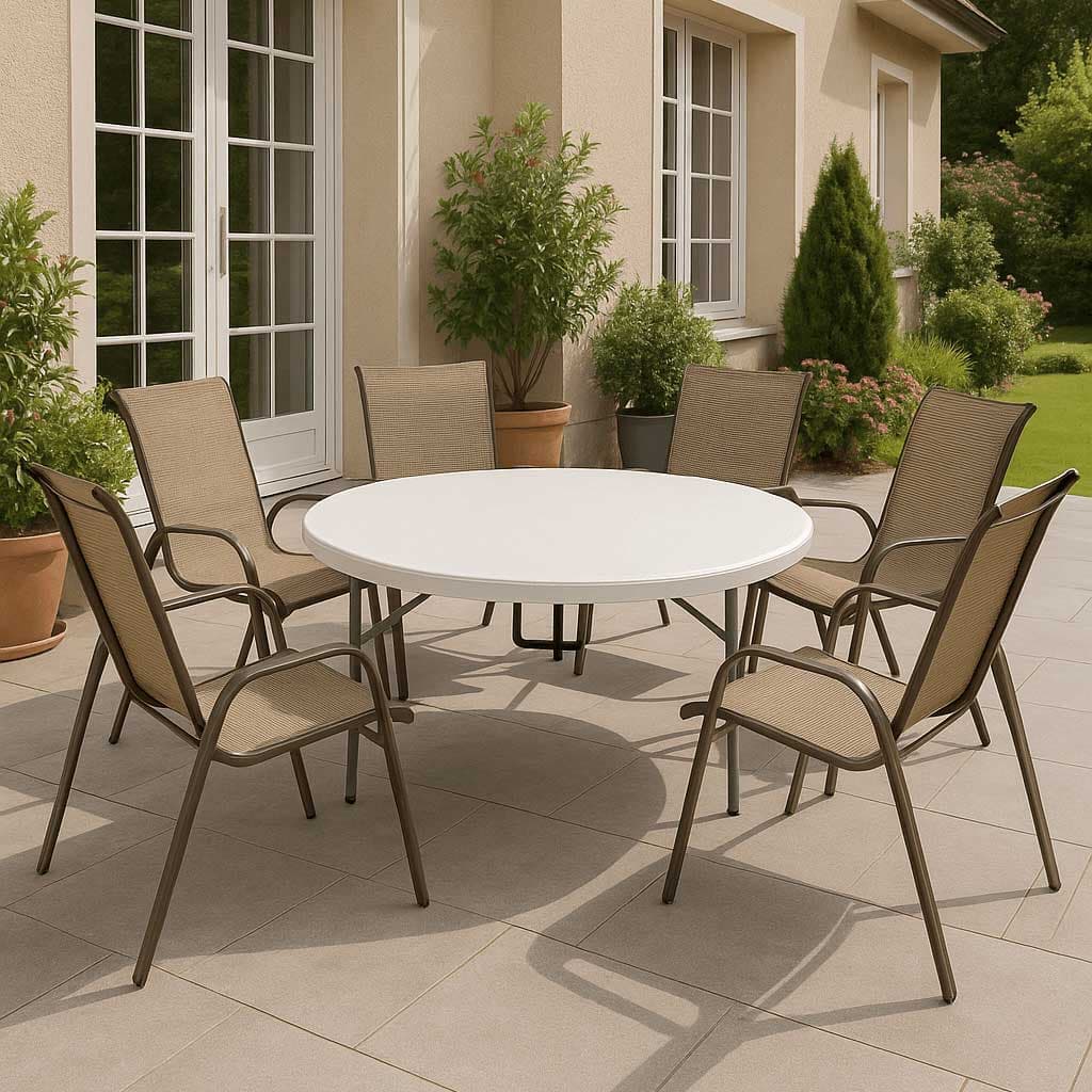 Baštenski Set Za 6 osoba Tropea Marrone Sa okruglim Skopivim Stolom