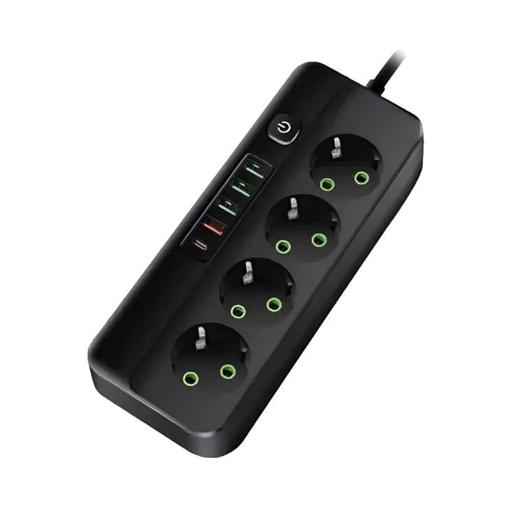 Produžni kabl sa 4 mesta 2m sa USB-A i USB-C utičnicama NV492U-2/BK