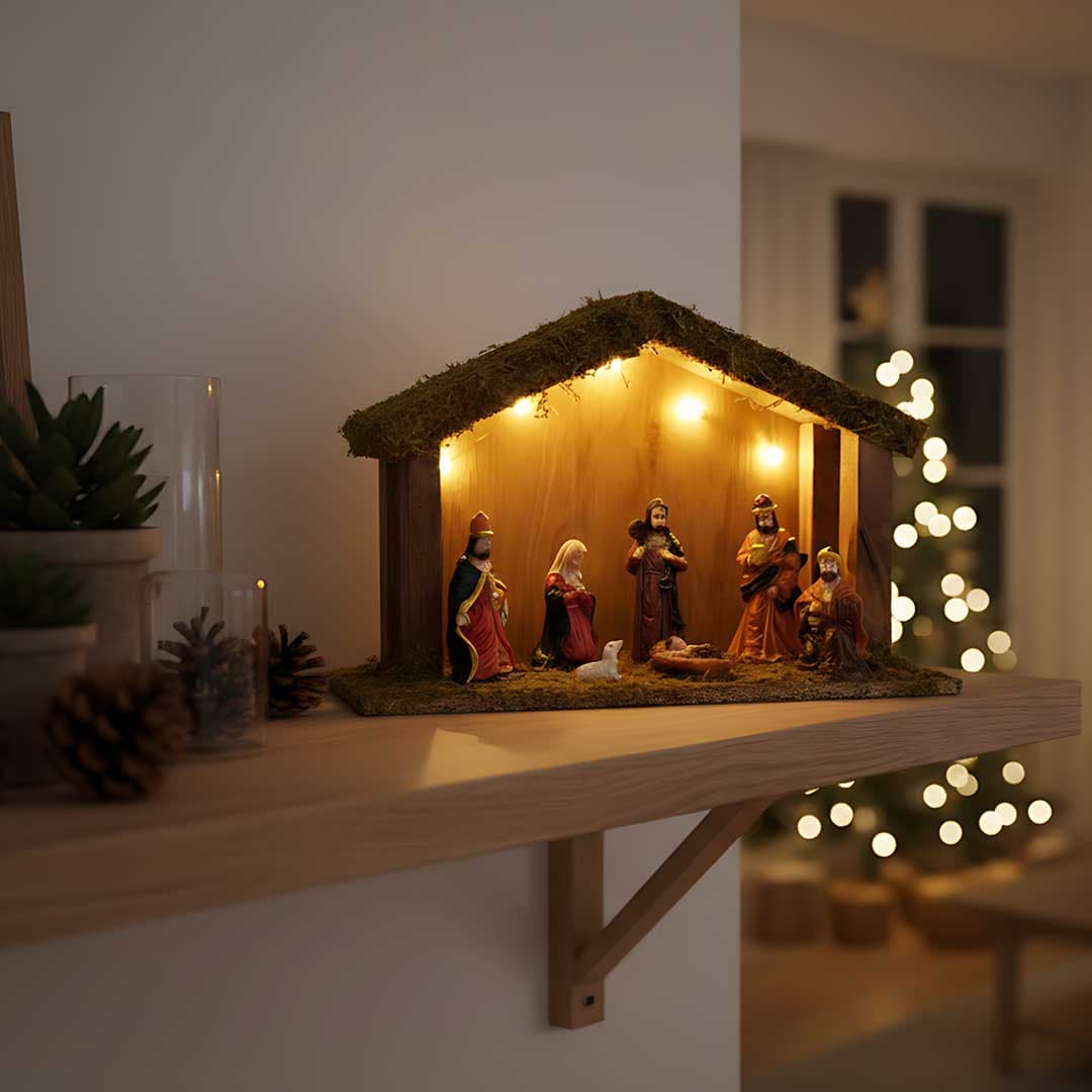 Hristovo Rođenje Božićna Scena sa LED Sijalicama