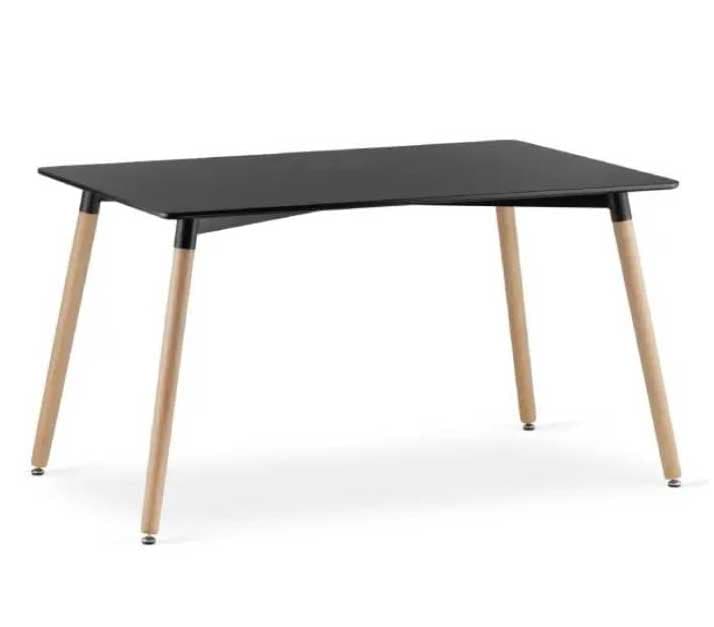 Trpezarijski pravougaoni sto 120x80 cm sa drvenim nogarima Black