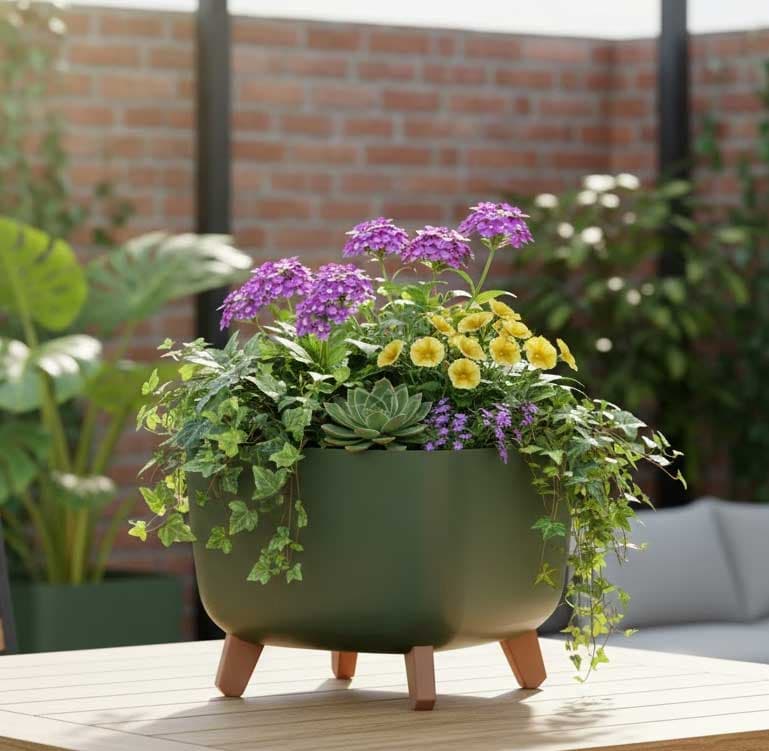 Saksija sa nogarima Prosperplast Gracia Olive Green 24x24x19cm