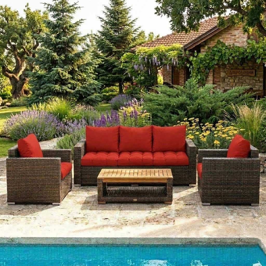 Jastuci Za Veliku Baštensku Garnituru - Trosed i Dve Fotelje RED