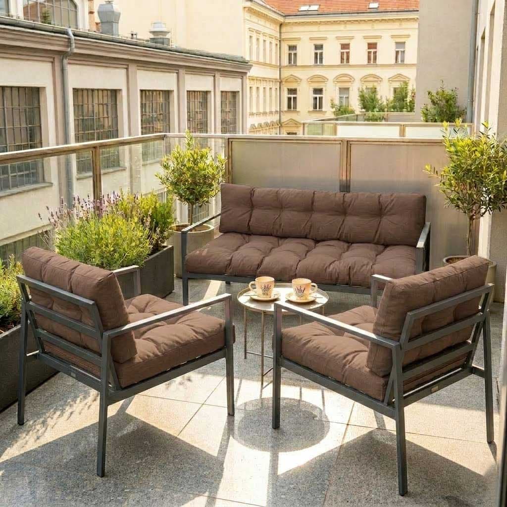 Jastuci Za Baštensku Garnituru Sa Niskim Naslonima - Dvosed i Dve Fotelje BROWN