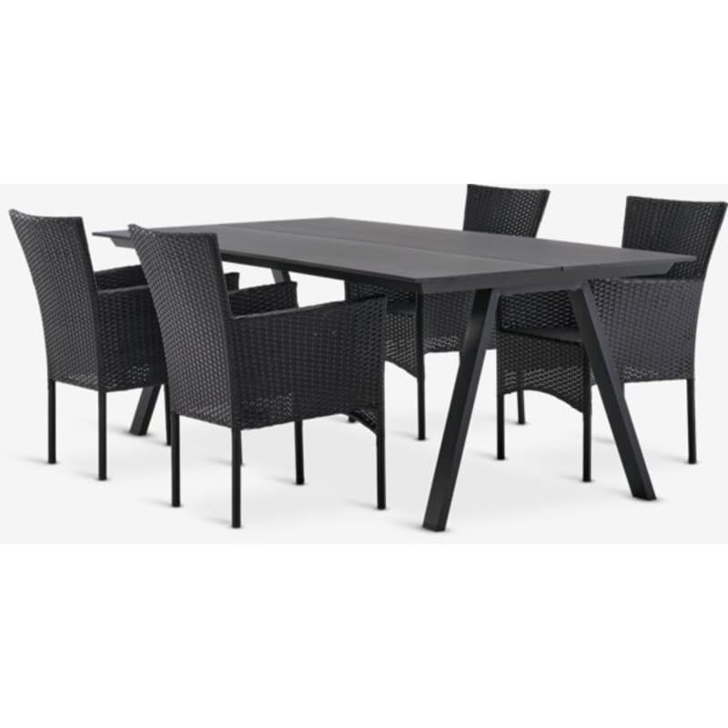 FAUSING baštenska garnitura D220 - sto i 4 AIDT stolice, crna
